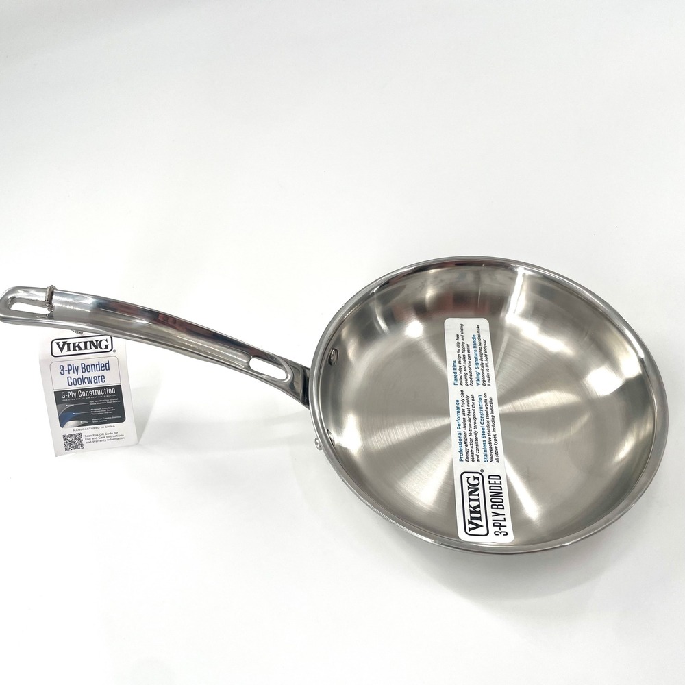 Viking 3-Ply Stainless Fry Pan 8" Silver New 40011-3018B Induction Skillet